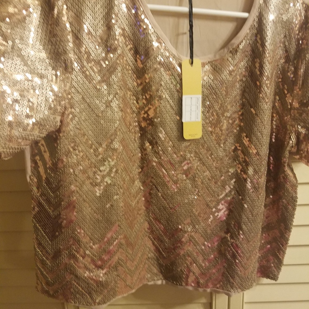 Rose Gold sequined shirt, New